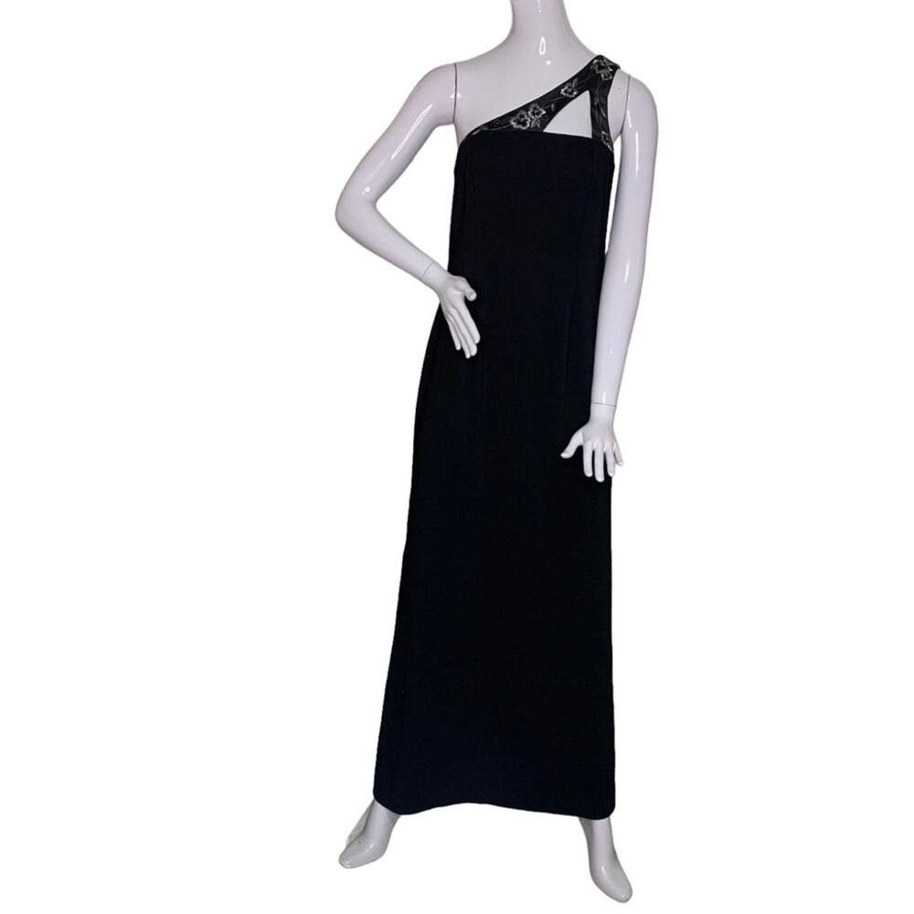 CliQue Maxi Dress One Shoulder Hidden Zipper on Back Black Size 8